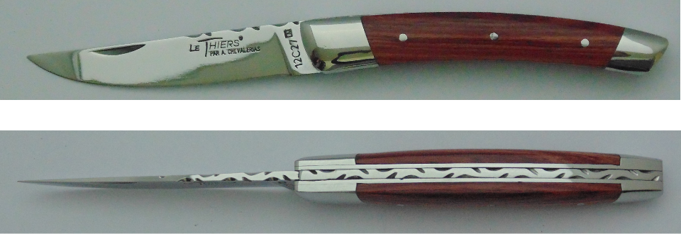 Couteau le Thiers bois de rose 12cm  2 mitres 21214-04 Coutellerie Chevalerias Thiers