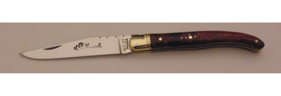 Couteau le Laguiole violette 12cm 1 mitre laiton 11211-08 Coutellerie Chevalerias Thiers