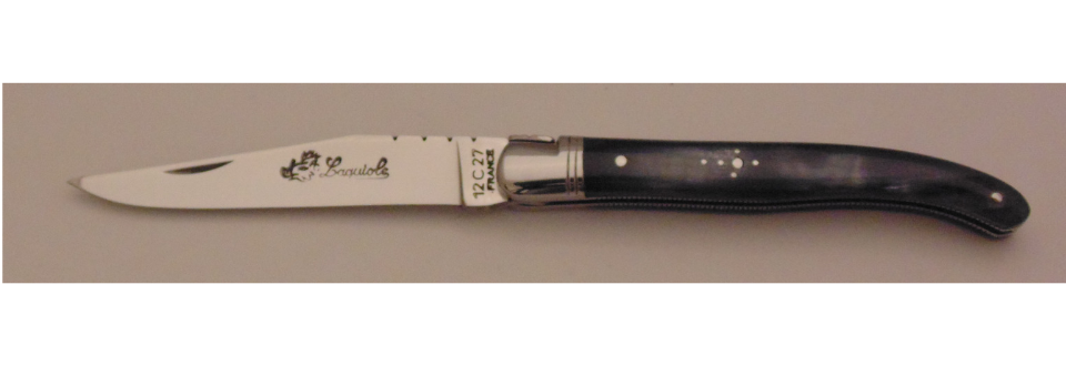 Couteau le Laguiole corne 12cm 1 mitre inox 11213-01 Coutellerie Chevalerias Thiers