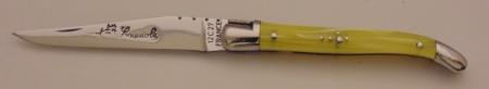 Couteau le Laguiole plexi jaune 9cm 2 mitres inox 10914-52 Coutellerie Chevalerias Thiers