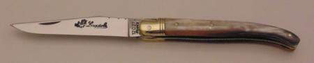 Couteau le Laguiole corne claire 11cm 1 mitre laiton 11111-02 Coutellerie Chevalerias Thiers